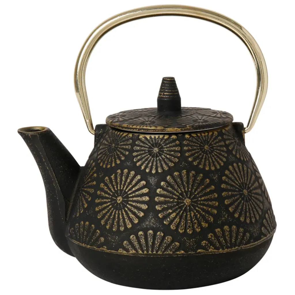 Fabrique de Styles Théière en fonte noir et doré - Lotus* Théières Et Cafetières