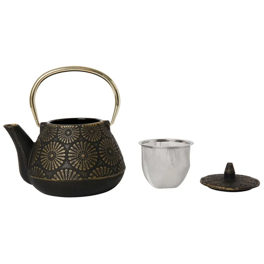 Fabrique de Styles Théière en fonte noir et doré - Lotus* Théières Et Cafetières