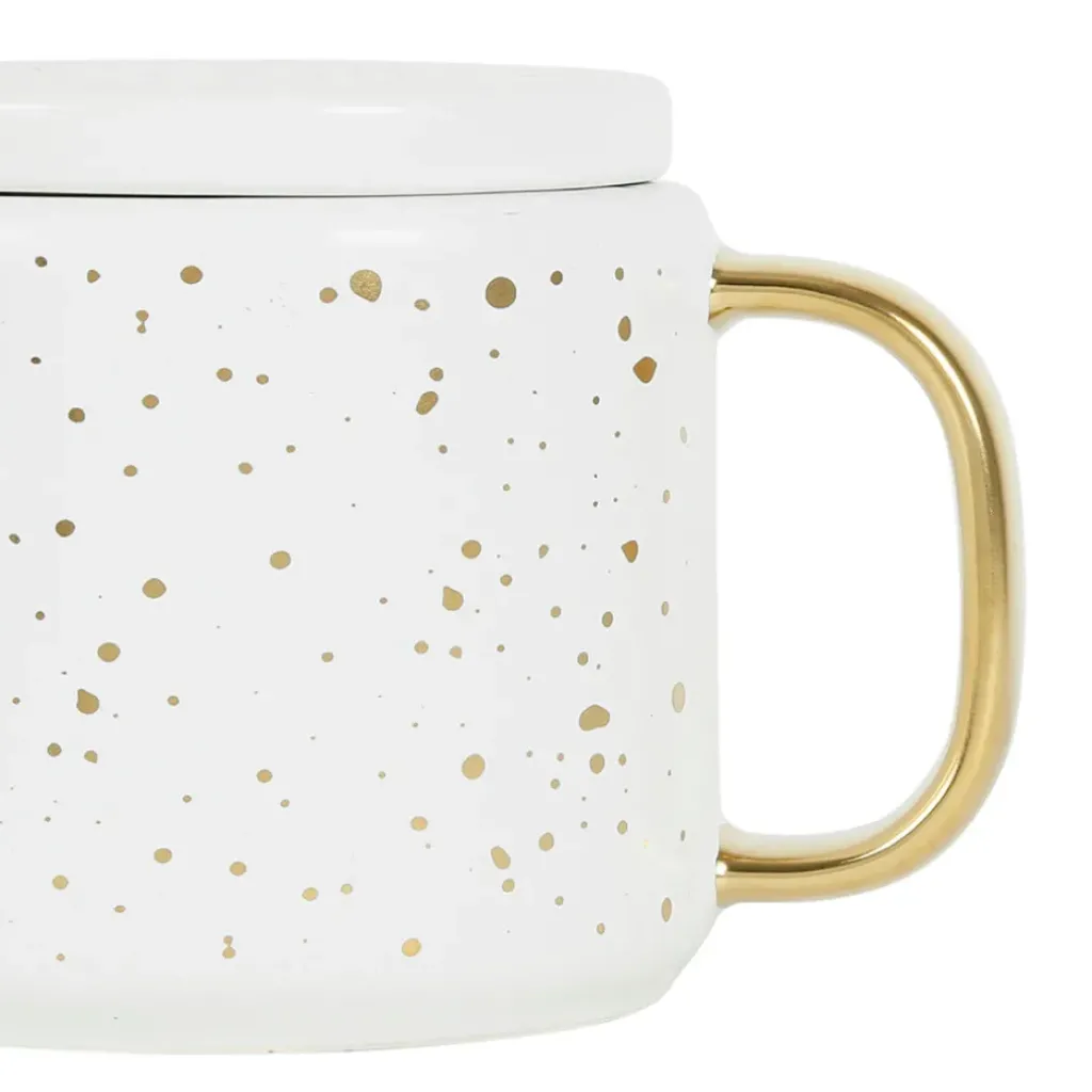 Fabrique de Styles Théière en grès mat blanc et doré 60cl - Astre* Théières Et Cafetières