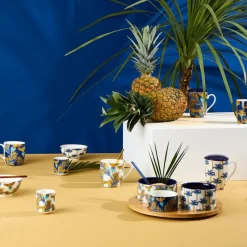 Fabrique de Styles Tisanière en porcelaine palmier blanc et avec filtre inox 37.5cl - Mocoa* Tasses Et Mugs