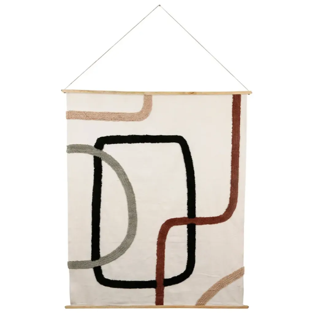 Fabrique de Styles Toile tuftée écru, et sauge en coton -terre brulee* Tableaux Et Toiles