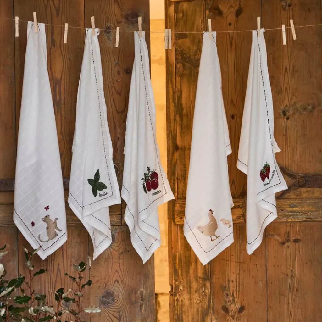 Fabrique de Styles Torchon en coton avec poule 50x70cm - A La Ferme* Torchons, Tabliers Et Maniques