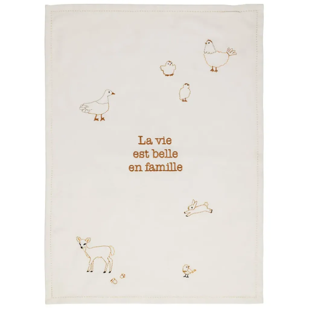 Fabrique de Styles Torchon en coton écru et brun 70x50cm - La Ferme* Torchons, Tabliers Et Maniques