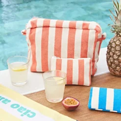 Fabrique de Styles Trousse de toilette en coton rayée et blanc - Palma* Pochettes Et Housses