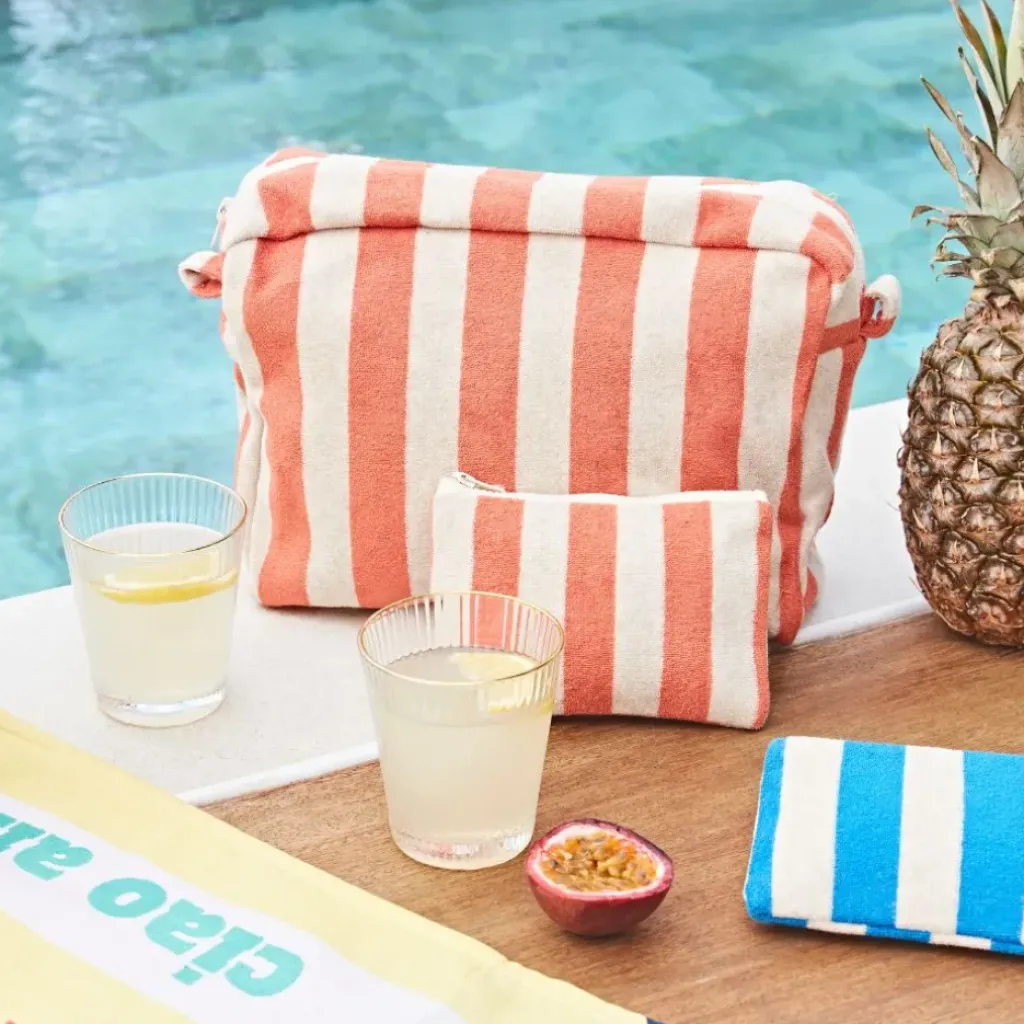 Fabrique de Styles Trousse de toilette en coton rayée et blanc - Palma* Pochettes Et Housses