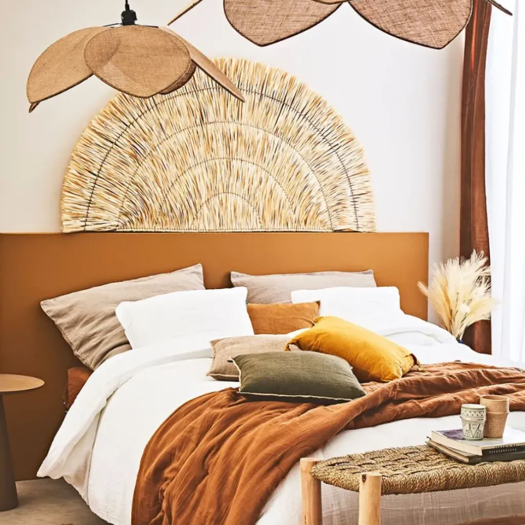 Fabrique de Styles Tête de lit demi-cercle en feuille de palmier 160x80cm - flora gipsy* Déco À Suspendre Et Adhésive