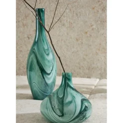 Fabrique de Styles Vase dame-jeanne en verre vert et blanc h50cm - Silicio* Vases Et Soliflores
