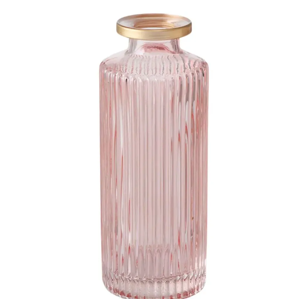 Fabrique de Styles Vase en verre strié et or h13cm - Adore* Vases Et Soliflores