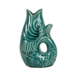 Fabrique de Styles Vase poisson en grès émeraude h19.5cm - mer* Vases Et Soliflores