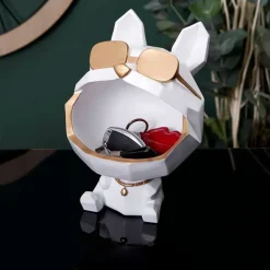 Fabrique de Styles Vide poche chien lunettes blanc* Petits Objets Déco